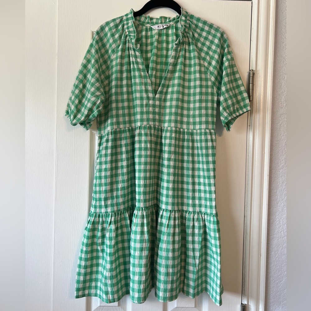 Green and White Checkered Dress